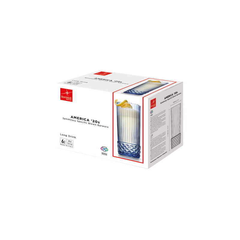 America 20's Sapphire Blue Long Drink Glass 400ml