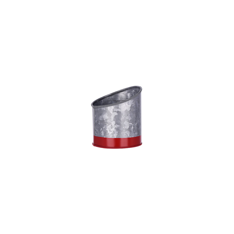 Coney Island Galvanised Slanted Pot, Dipped Red 105x115mm