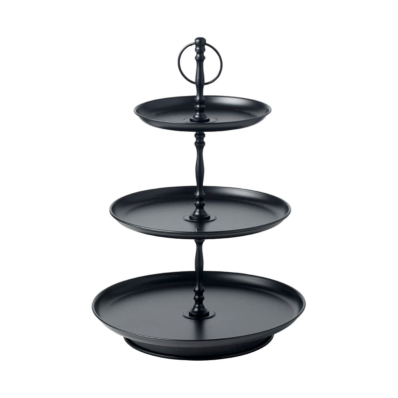 Coney Island Galvanised Black 3 Tier Tea Stand (18/25/31x470mm)