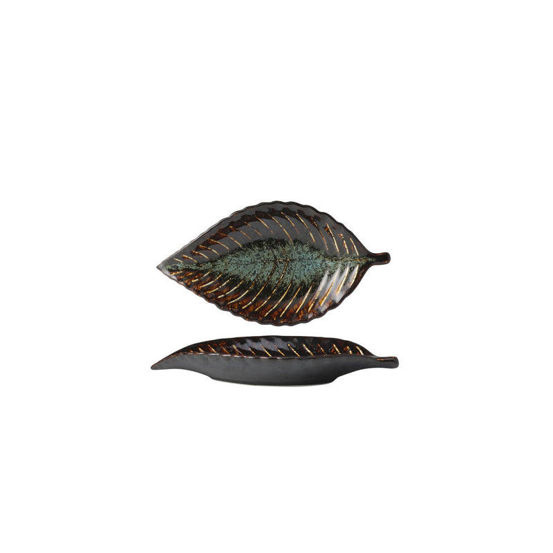 Fusion Patina Leaf Plate 220x117x33mm