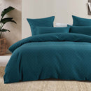 Luna Jacquard Teal Quilt Cover Set