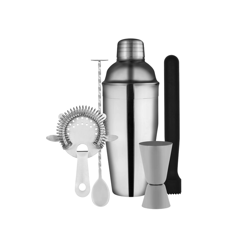5 Piece Cocktail Set with 3 Piece Shaker