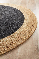 Jute Natural Black Round Rug