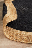 Jute Natural Black Round Rug