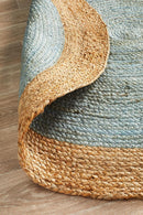 Jute Natural Blue Round Rug