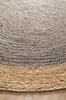 Jute Natural Charcoal Round Rug