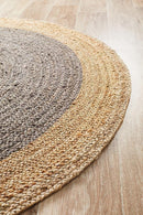 Jute Natural Charcoal Round Rug