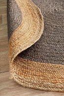 Jute Natural Charcoal Round Rug