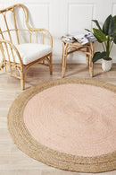 Jute Natural Pink Round Rug