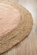 Jute Natural Pink Round Rug