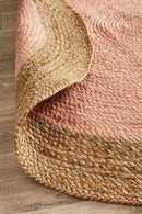 Jute Natural Pink Round Rug
