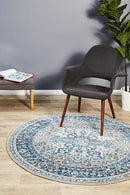 Bursting Blue Round Rug Rug Culture