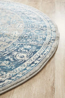 Bursting Blue Round Rug Rug Culture