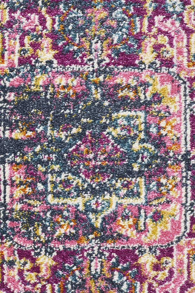 James Navy Round Rug
