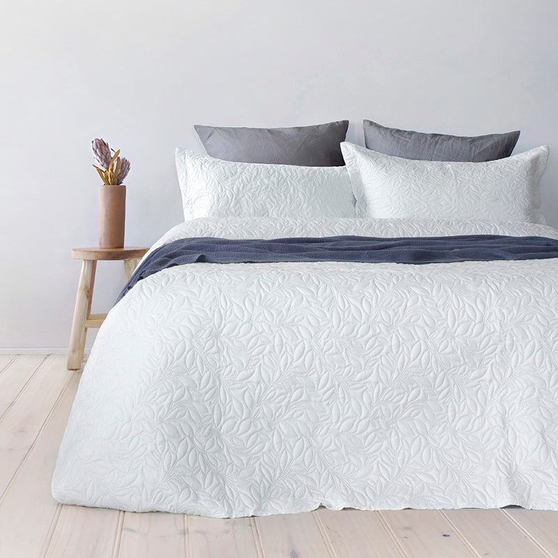 Botanica Embossed Coverlet Set - White