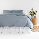 Temple Steel Blue Organic Cotton Quilt Cover Set