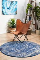 Oasis Navy Round Rug Rug Culture
