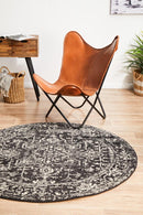 Ataris Charcoal Round Rug