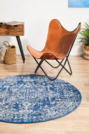 Blizzardy Navy Round Rug Rug Culture