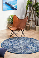 Blizzardy Navy Round Rug Rug Culture