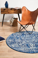 Blizzardy Navy Round Rug Rug Culture