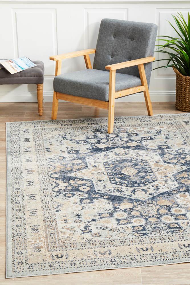 Esquire Brushed Traditional Blue Rug