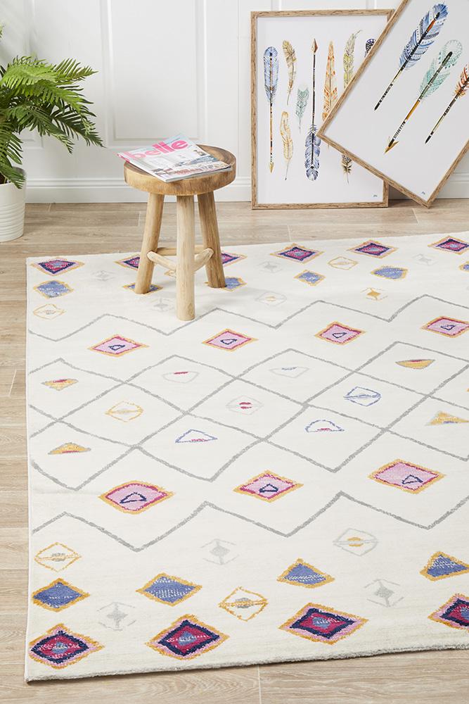 Zanzibar White Bright Multi Rug