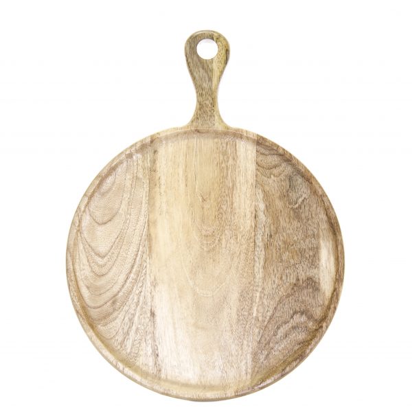 Round Mangowood Natural Serving Board with Handle 250x350x15mm